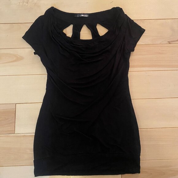 Vintage Y2K Zone Choc going-out top, black with cut-outs, size S - Picture 2 of 6